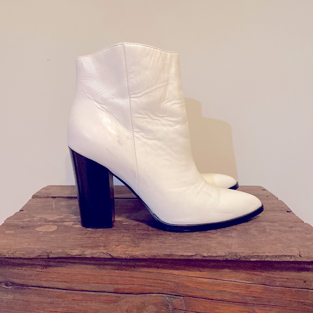 White leather Halogen booties SZ8